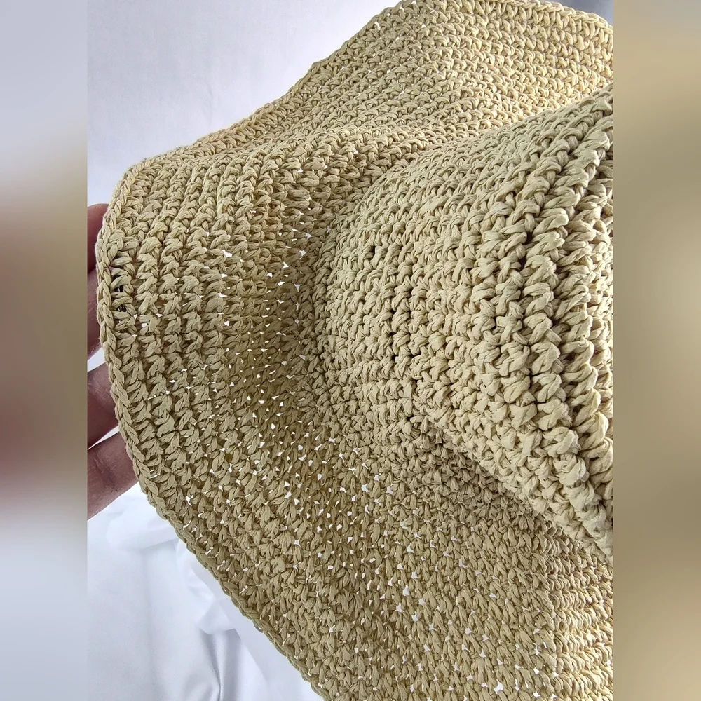 Calcutta Brand Women's Floppy Beach Woven Straw Hat Wide Brim Foldable Soft Feel - Picture 8 of 11